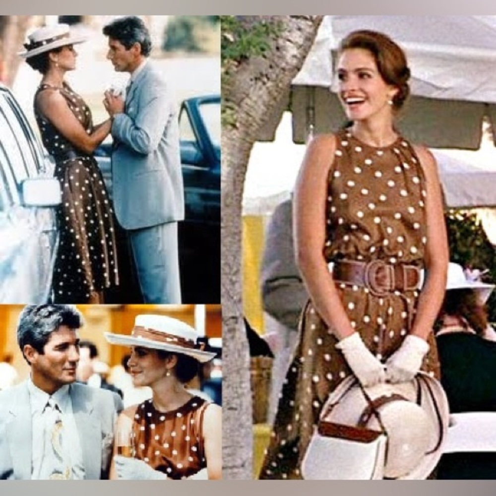 Vintage Pretty Woman Derby Inspired Belted Polka Dot Dress — 90’s does 1950’s - Picture 3 of 9